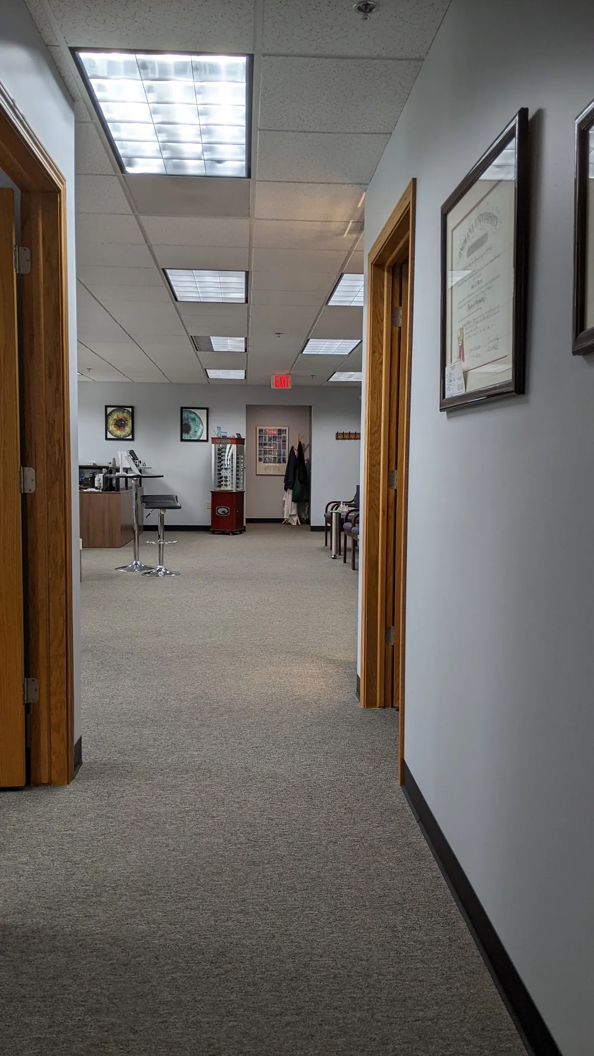Long corridor inside Warren Eye Care Center