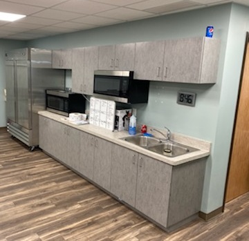 new employee breakroom as part of commercial buildout project